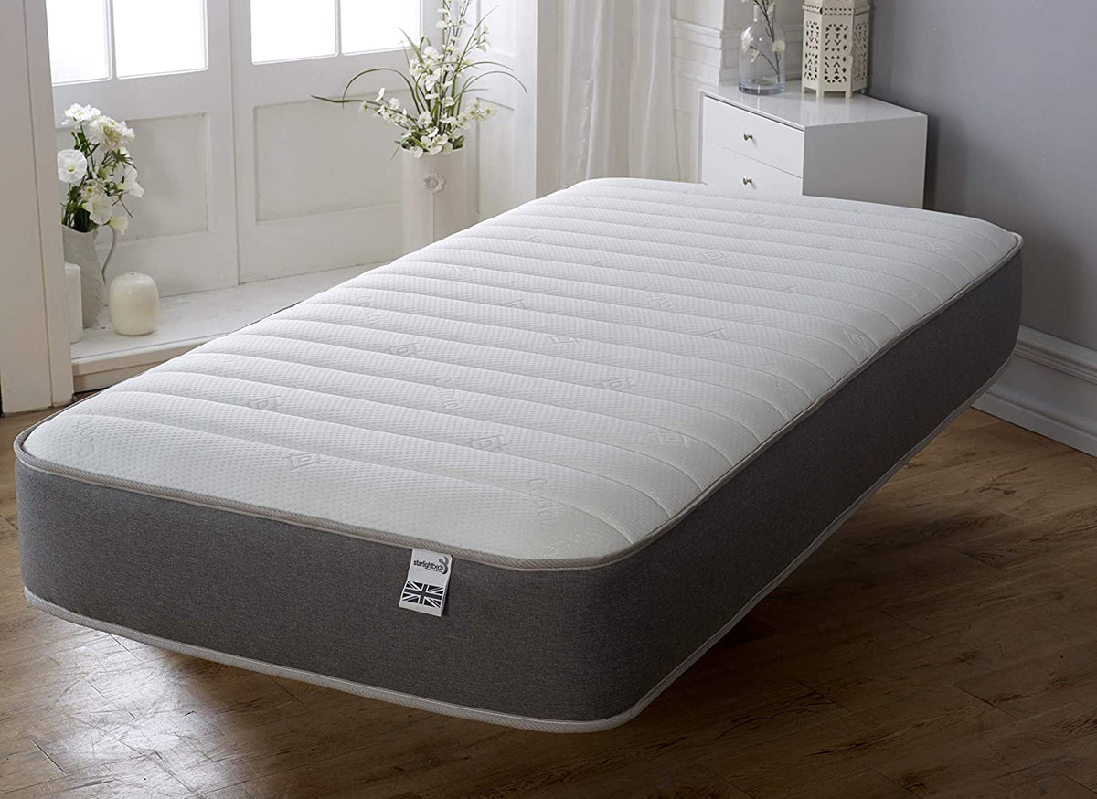 Grey Memory Fibre Foam Straight Line Sprung Mattress Desire Beds