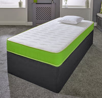 Kids Hybrid Open Coil Spring Mattress With Lime Green Border And Memory Foam Layer