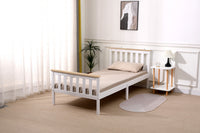 White & Natural Wood Shaker Wooden Bed Frame