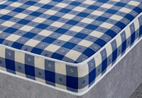Luxury Budget Open Coil Sprung 7 Inch Deep Blue Check Mattress "
