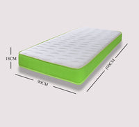 Kids Hybrid Open Coil Spring Mattress With Lime Green Border And Memory Foam Layer