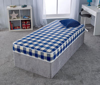 Luxury Budget Open Coil Sprung 7 Inch Deep Blue Check Mattress "