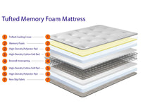 Andrea Tufted Standard Mattress, Memory Foam Mattress, Cool Blue Mattress + Dual Seasons Winter and Summer Mattress