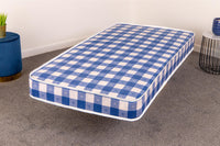 Luxury Budget Open Coil Sprung 7 Inch Deep Blue Check Mattress "