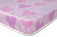 Desire Beds Pink Hearts 7 Layer Open Coil Spring Mattress